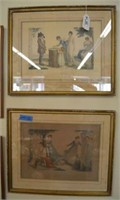 2 Framed Antique French Engravings