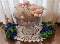 Household Decor - cut glass fruit bowl with compo