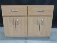 WOODEN HALL CABINET W/ 4-DOORS & 2-DRAWERS