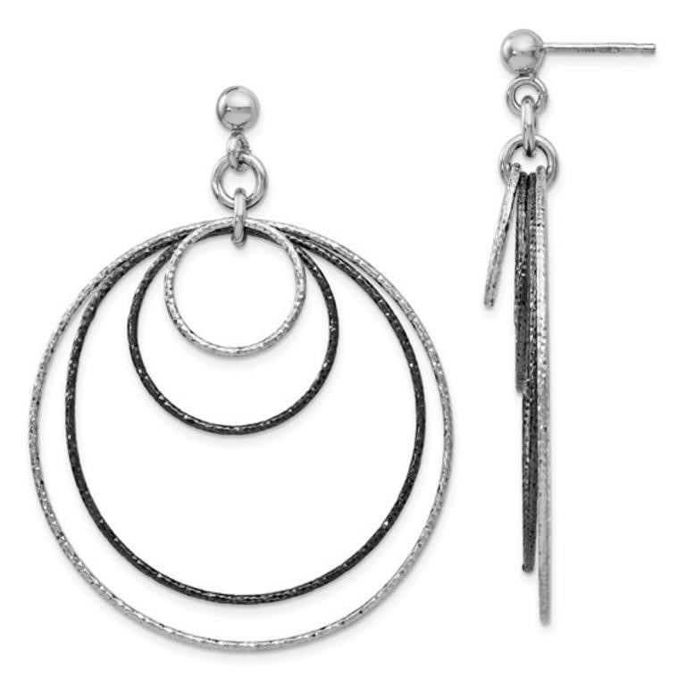 Silver Ruthenium Plated D/C Post Hoop Earrings