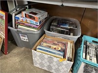 3 BINS OF MISC UNDER THE TABLE LOT OF BOOKS