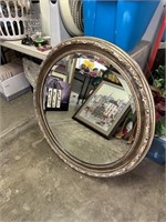NICE LARGE ROUND WALL MIRROR & MISC