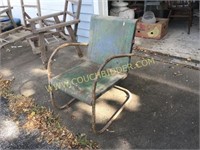Retro Green metal Lawn chair
