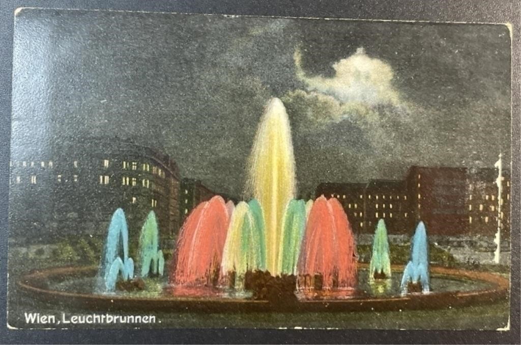 Vintage Wein Leuchtbrunnen Fountain RPPC Postcard