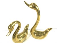 2 Large Brass Swans