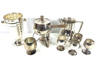 Silver Plated Items, Fondue Pot, Urn, Pitcher, +