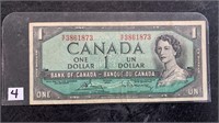 1954 Canadian 1 Dollar Bill