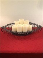 Iron Basket with Votive Candles is 24in Wide