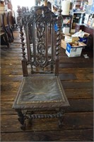 Antique Grapes And Leaves Chair Leather Seat