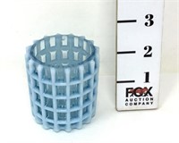 Blue Opalescent Waffle Honeycomb Toothpick Holder