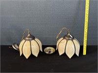 2 Slag Glass Tulip Shade Lamps
