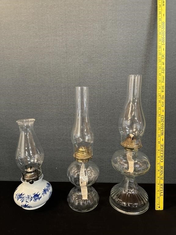 3 Vintage Kerosene Lamps