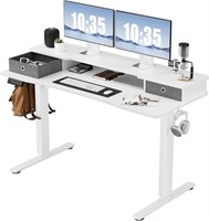 Standing Desk with Double Drawers-White