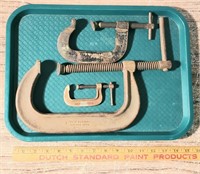 set of 3 old metal clamps