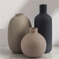 Ceramic Modern Farmhouse Vase, Neutral Small for