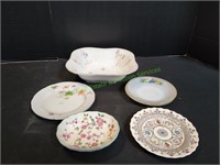 Fine China Floral Serving Bowl, Plates & Soap Dish