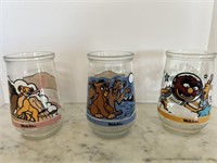 3 Welch’s Jelly Jar Glasses Each 4 " tall