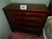 EARLY 4 DRAWER FLAME MAHOGANY DRESSER