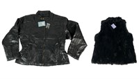 Lady's Biker Leather Jacket & Fur Vest