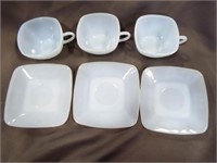 Anchor Hocking Fire-King Blue Charm Cups & Saucers