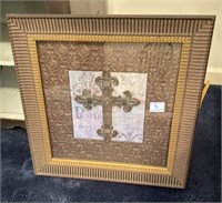 FRAMED FRENCH STYLE CROSS - 20" X 20"