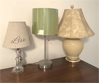 3 ASSORTED LAMPS W/SHADES