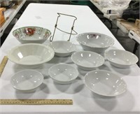 Lot of bowls & plate stand