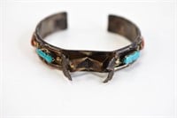 Wayne C. Navajo Turquoise & Coral Cuff Bracelet