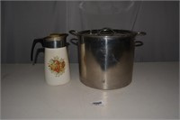 Stainless Steel Pot and Corning Ware Pitcher