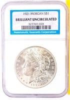 Coin 1921 Morgan Silver Dollar NGC BU