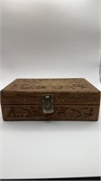 Hand Carved Jewelry Box w/Misc Pins