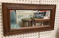 Rectangular shaped wooden framed mirror measures