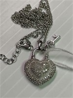 Affinity Diamond Heart Lock & Key 925 Chain