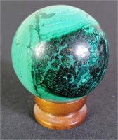 Polished Malachite Sphere w/ Stand