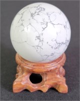 Natural Howlite Sphere w/ Stand