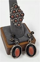 Vintage Sterling Silver Cluster Ring & Earrings