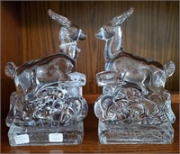 Pair Of New Martinsville Gazelle Glass Figurines