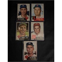 (5) 1953 Topps Baseball Stars/hof Lower Grade