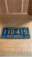 Single 1969 West Virginia license plate