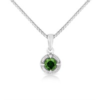 Exquisite .33ct Green Diamond Milgrain Necklace
