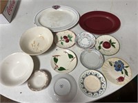 Vintage saucers, serving dishes, and bowls