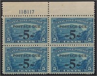 CANAL ZONE #J23 PLATE# BLOCK OF 4 MINT FINE-VF NH