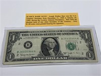 1963-B One Dollar Joseph Barr Note