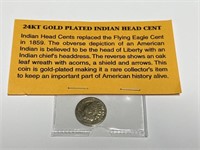 24k. Gold Plated Indian Head Penny