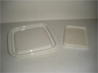 (2) Corningware Microwave Pans  largest 12x12