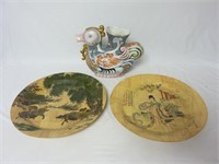Asian Bamboo Trays & Duck Water Vessel