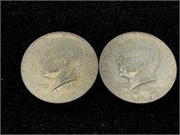 Pair of Vintage 1968 50C Kennedy Half Dollar Coins