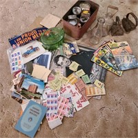 Large Lot w/ Comics, Postcards, Sad Irons, & Jars