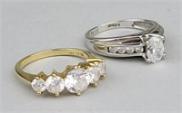 2 14K Gold & Cubic Zerconia Rings.