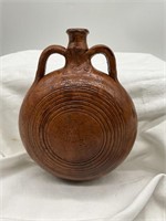 Unusual Double Handled Stoneware Flask